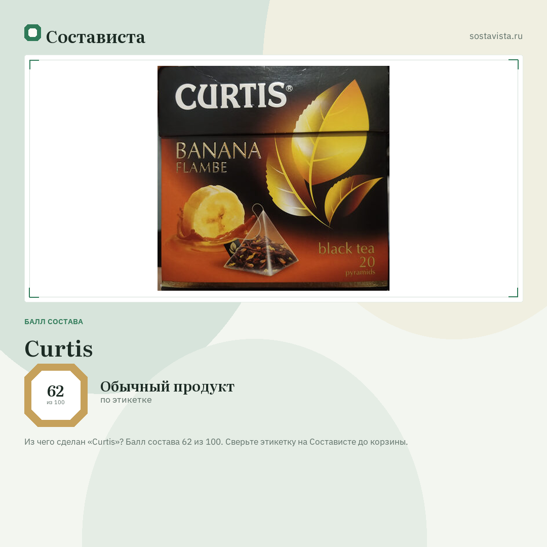 Curtis: балл состава 62 из 100 — Состависта