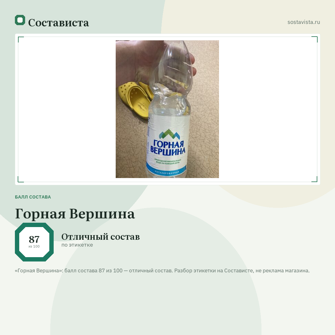 Горная Вершина: балл состава 87 из 100 — Состависта