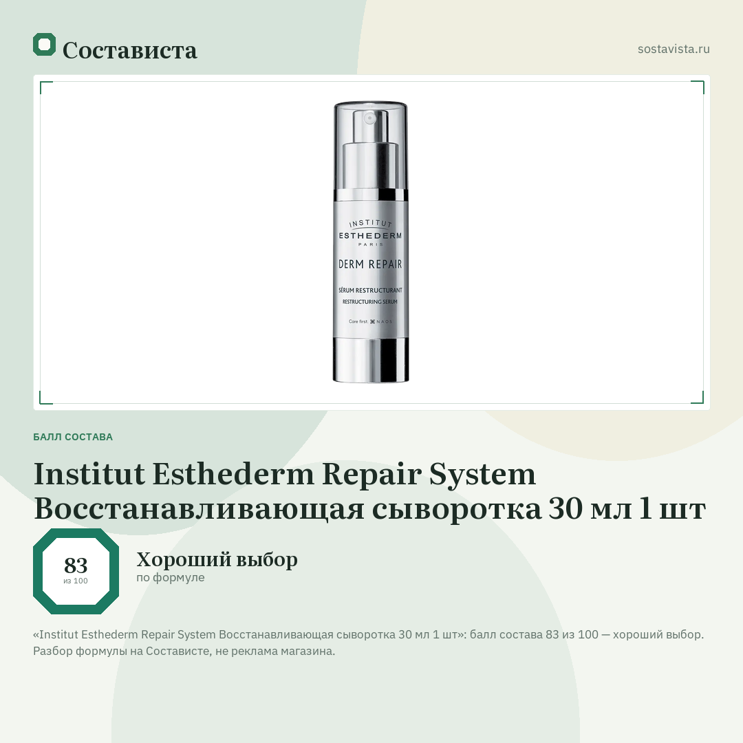 Institut Esthederm Repair System Восстанавливающая сыворотка 30 мл 1 шт: балл состава 83 из 100 — Состависта