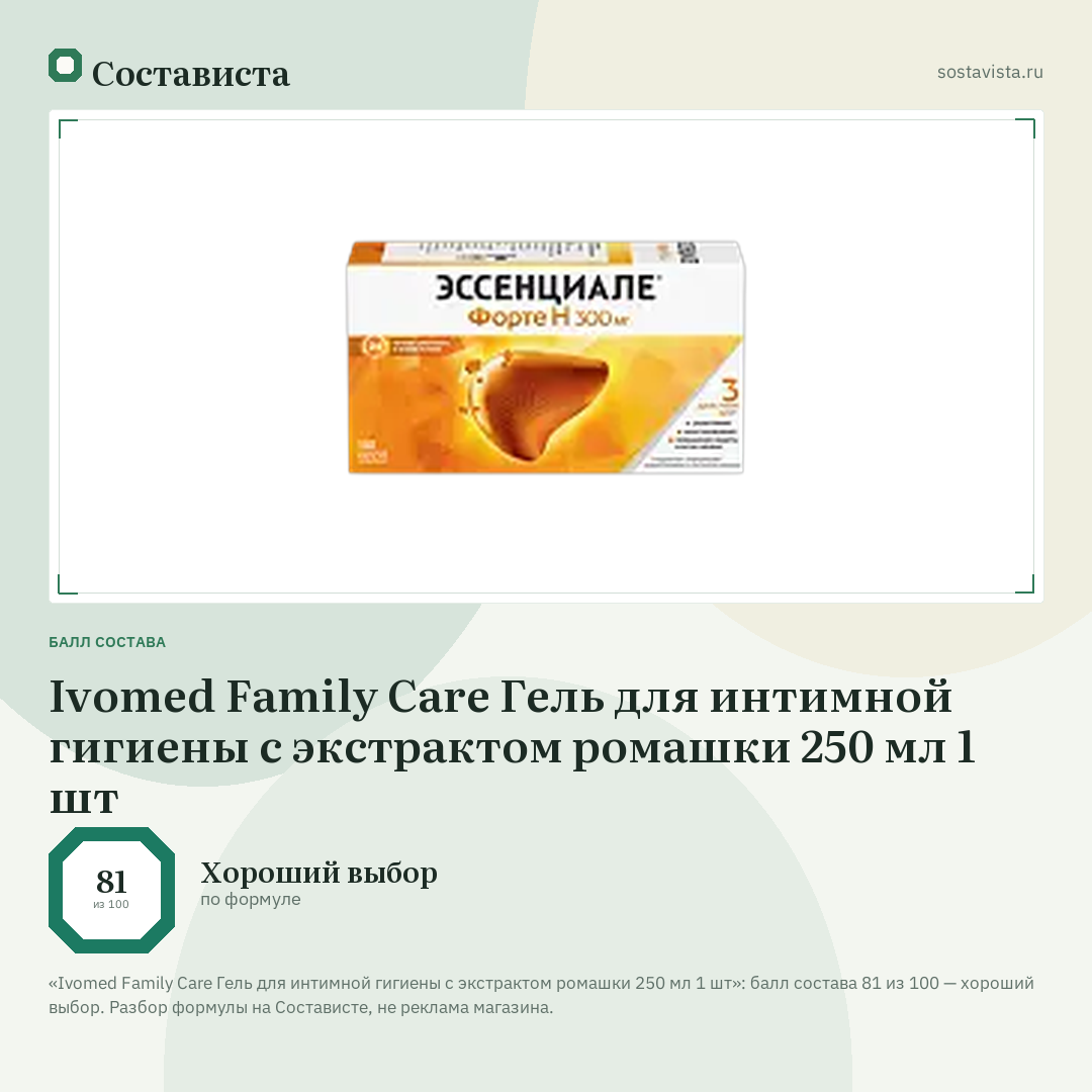 Ivomed Family Care Гель для интимной гигиены с экстрактом ромашки 250 мл 1 шт: балл состава 81 из 100 — Состависта