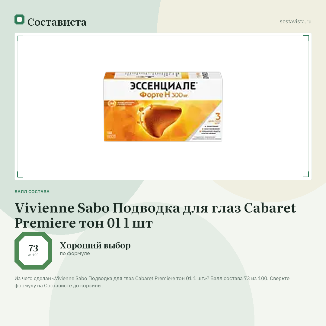 Vivienne Sabo Подводка для глаз Cabaret Premiere тон 01 1 шт: балл состава 73 из 100 — Состависта