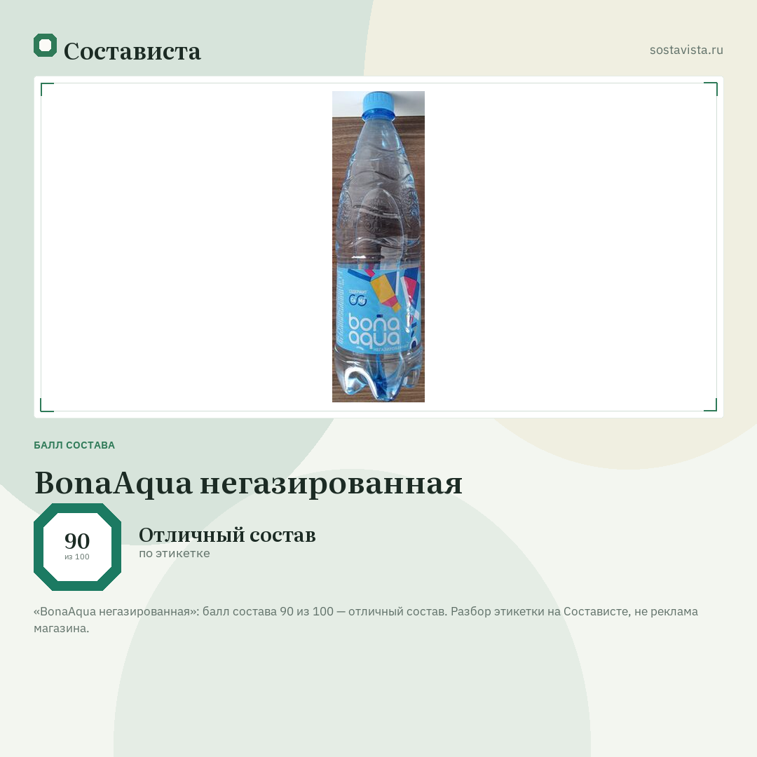 BonaAqua негазированная: балл состава 90 из 100 — Состависта