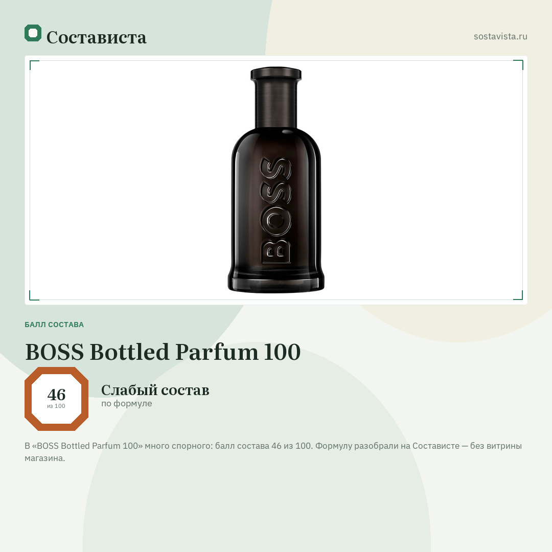 BOSS Bottled Parfum 100: балл состава 46 из 100 — Состависта