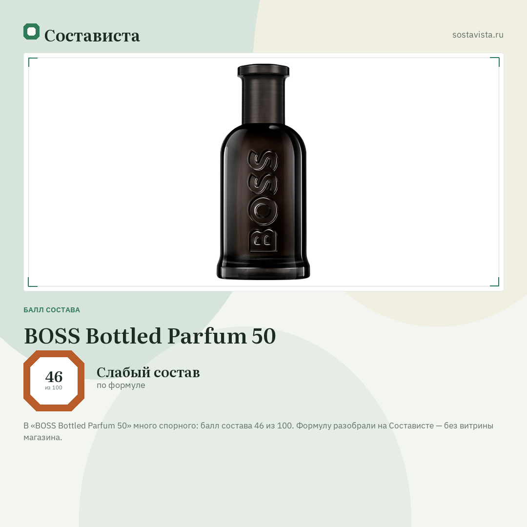 BOSS Bottled Parfum 50: балл состава 46 из 100 — Состависта