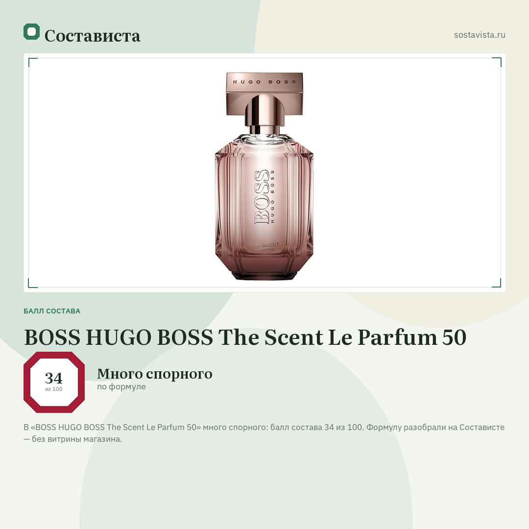 BOSS HUGO BOSS The Scent Le Parfum 50: балл состава 34 из 100 — Состависта