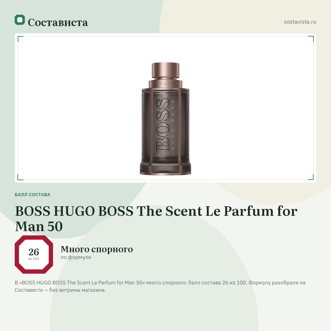 BOSS HUGO BOSS The Scent Le Parfum for Man 50: балл состава 26 из 100 — Состависта