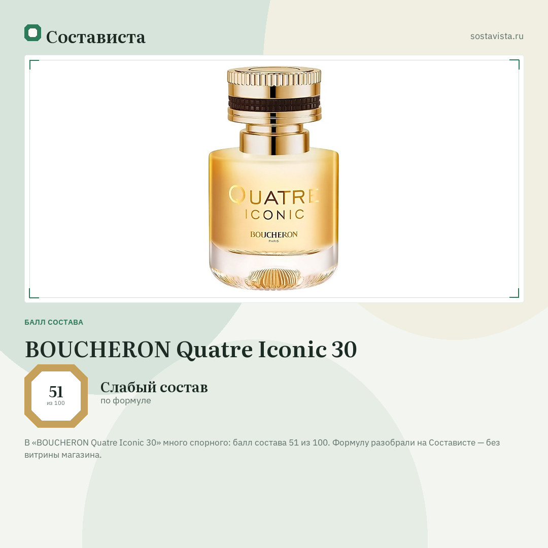 BOUCHERON Quatre Iconic 30: балл состава 51 из 100 — Состависта