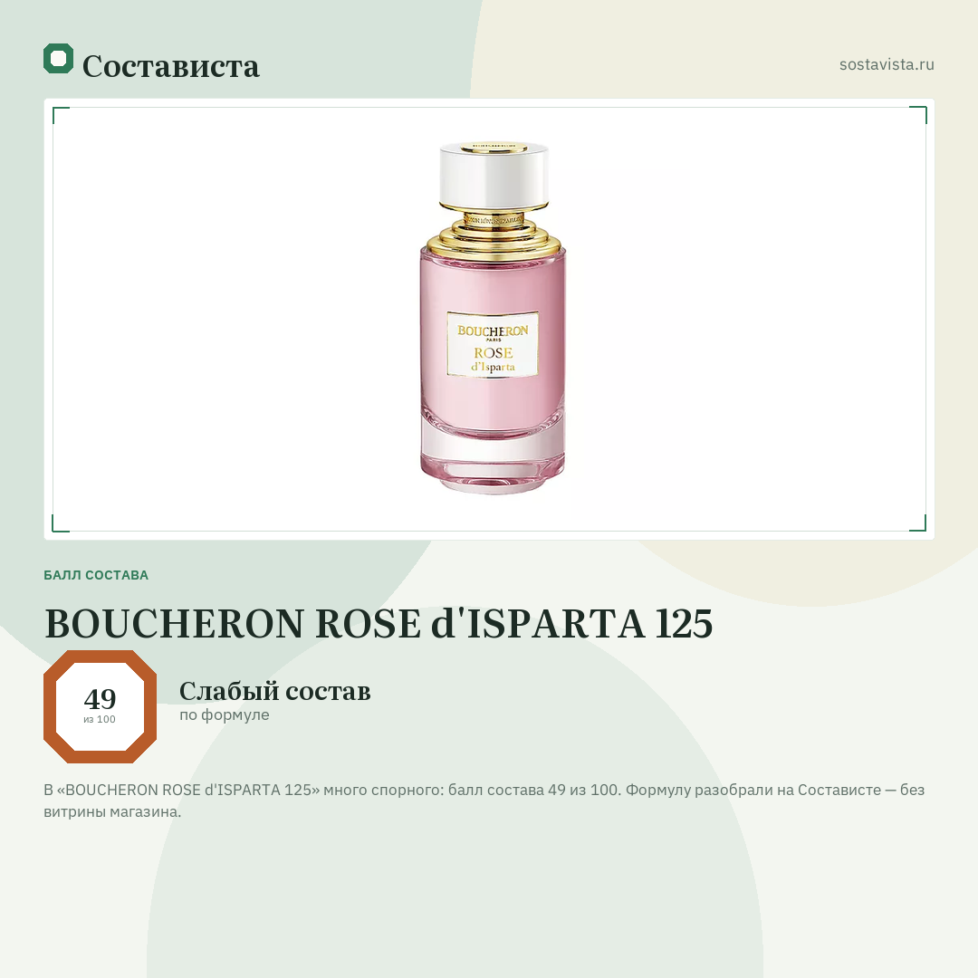 BOUCHERON ROSE d'ISPARTA 125: балл состава 49 из 100 — Состависта