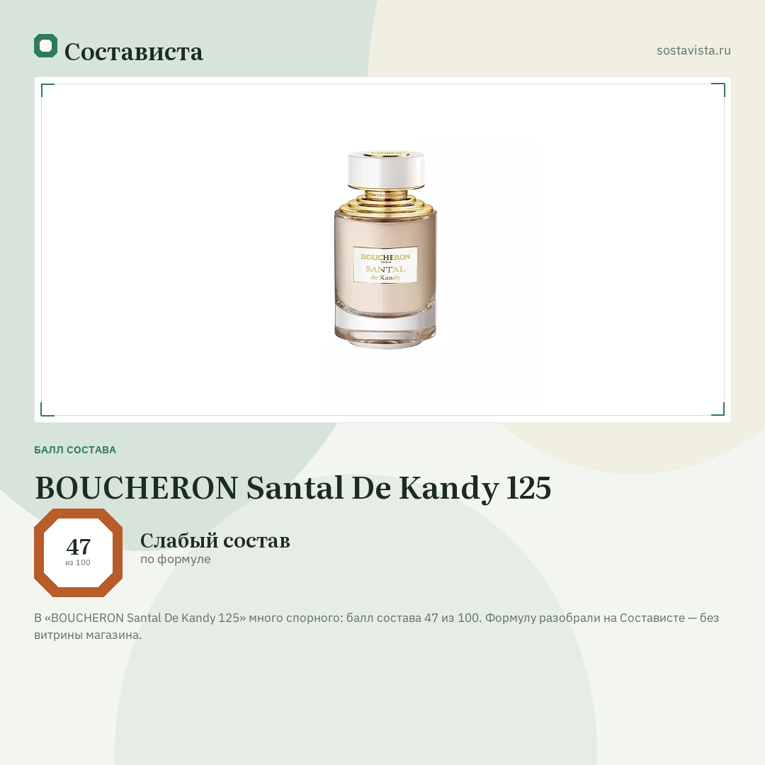 BOUCHERON Santal De Kandy 125: балл состава 47 из 100 — Состависта