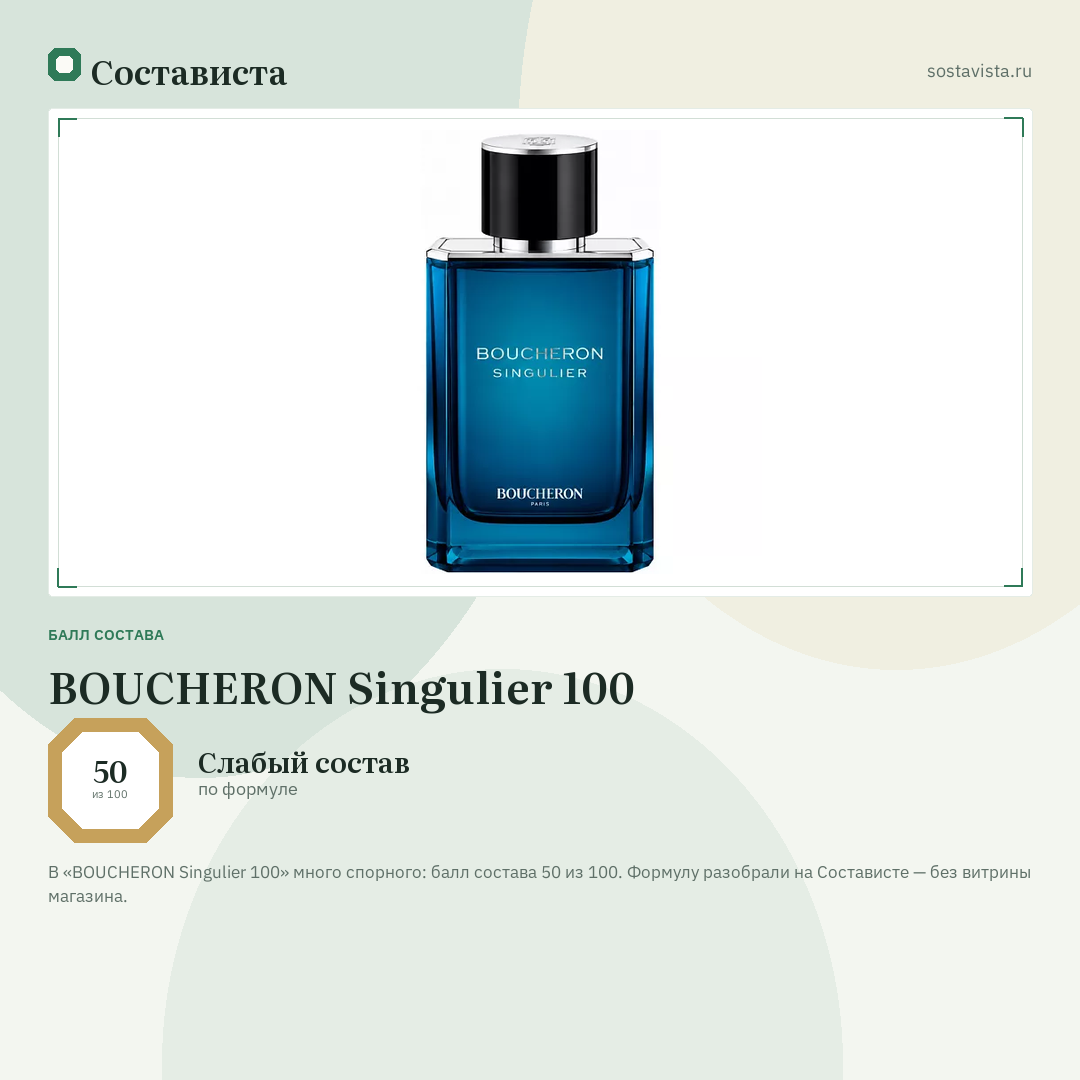 BOUCHERON Singulier 100: балл состава 50 из 100 — Состависта