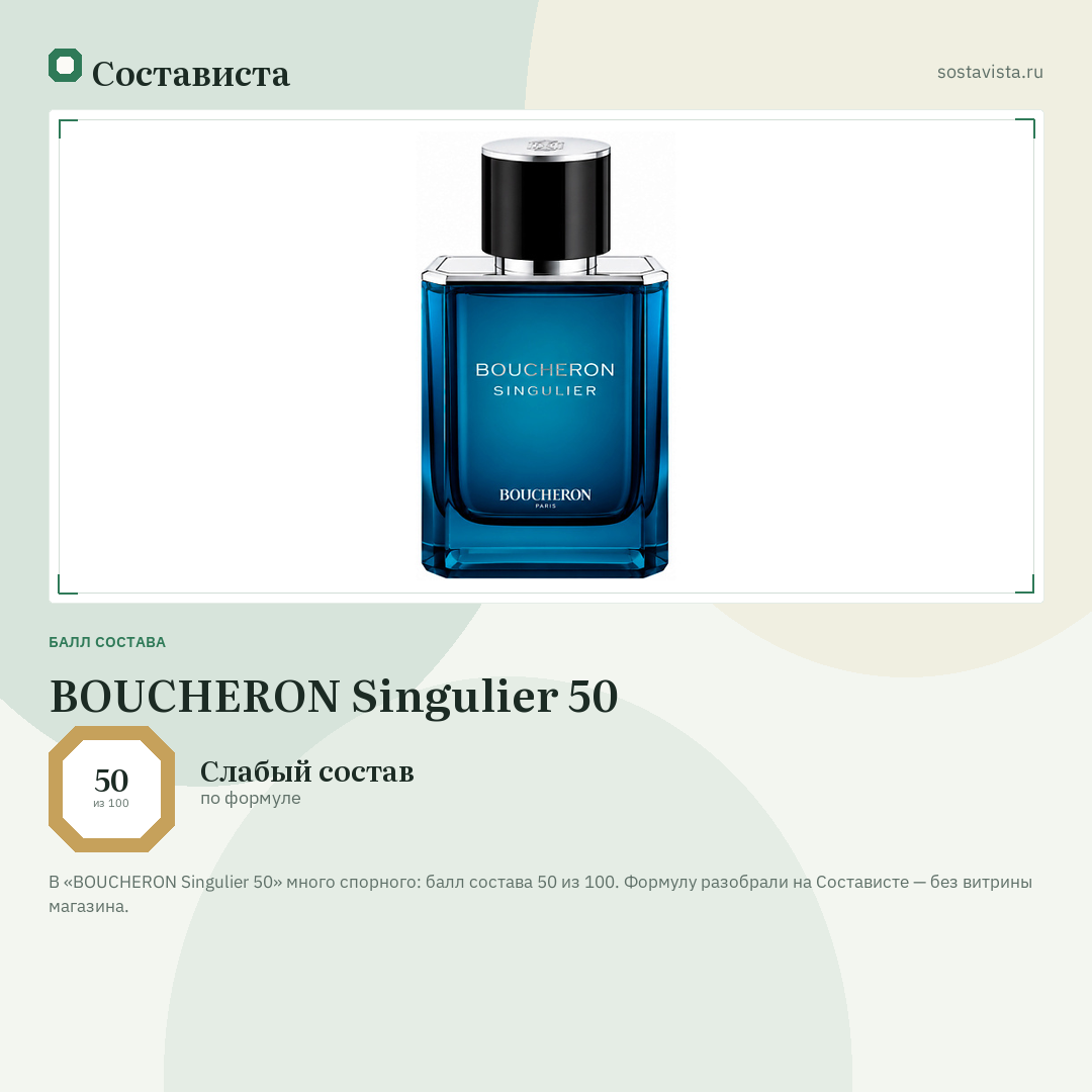 BOUCHERON Singulier 50: балл состава 50 из 100 — Состависта