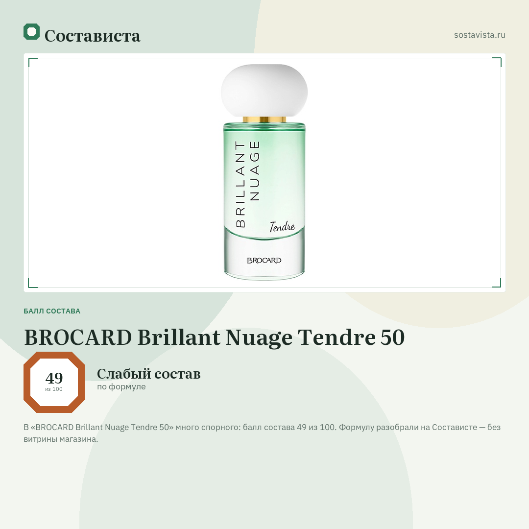 BROCARD Brillant Nuage Tendre 50: балл состава 49 из 100 — Состависта