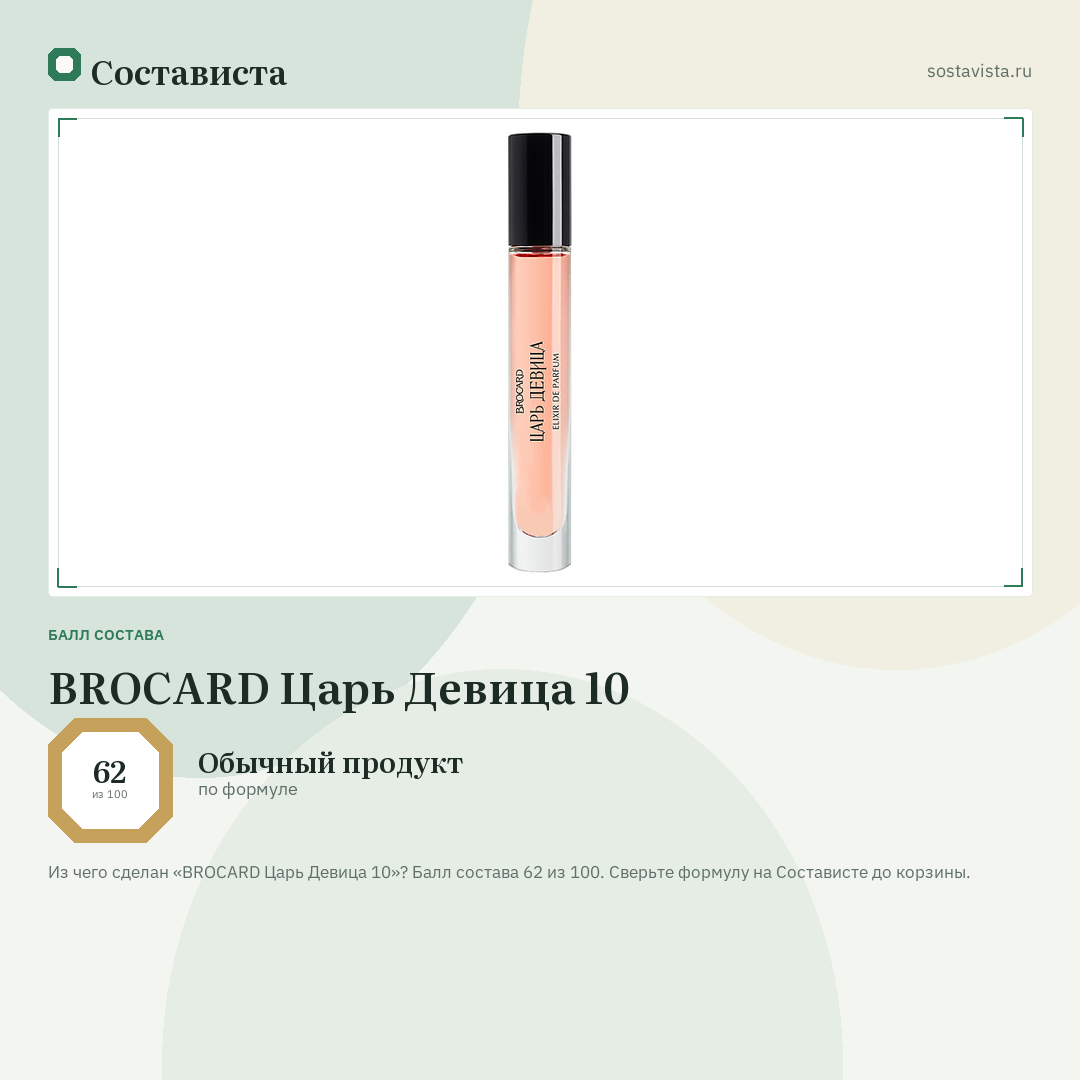 BROCARD Царь Девица 10: балл состава 62 из 100 — Состависта