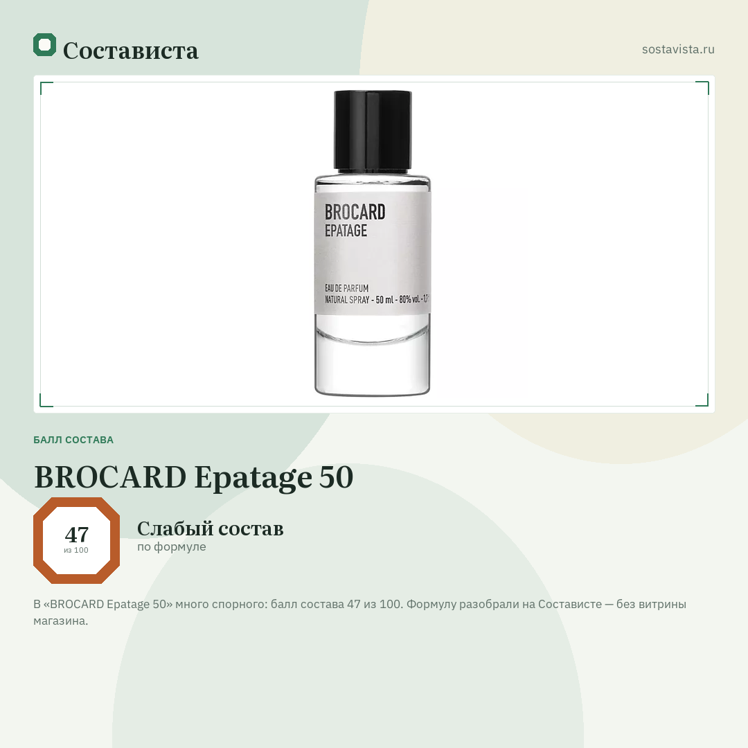 BROCARD Epatage 50: балл состава 47 из 100 — Состависта