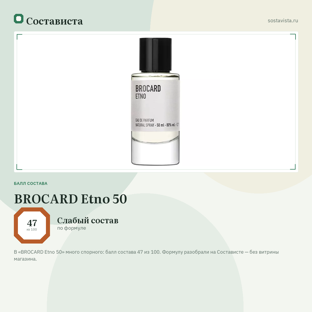 BROCARD Etno 50: балл состава 47 из 100 — Состависта