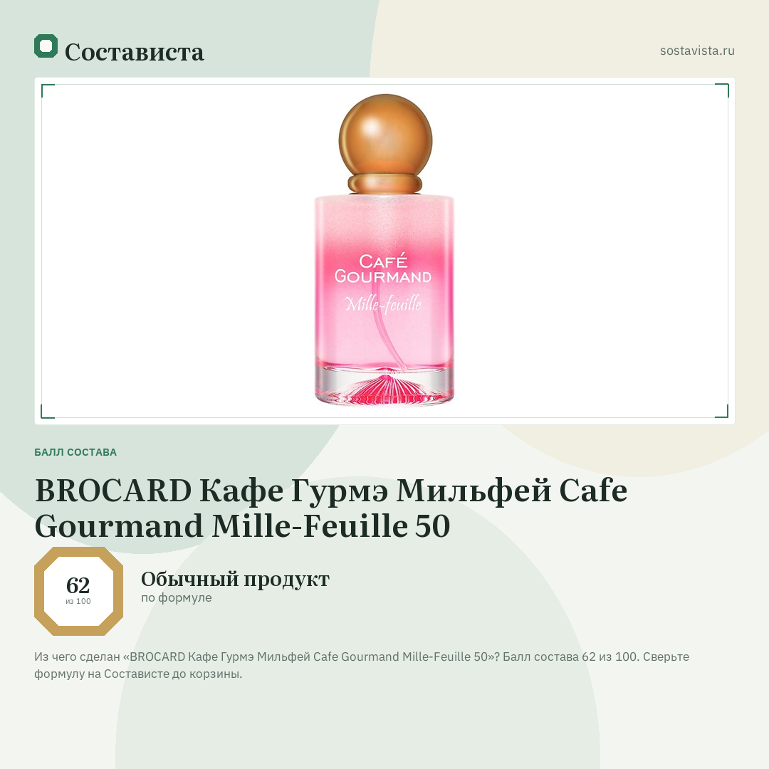 BROCARD Кафе Гурмэ Мильфей Cafe Gourmand Mille-Feuille 50: балл состава 62 из 100 — Состависта