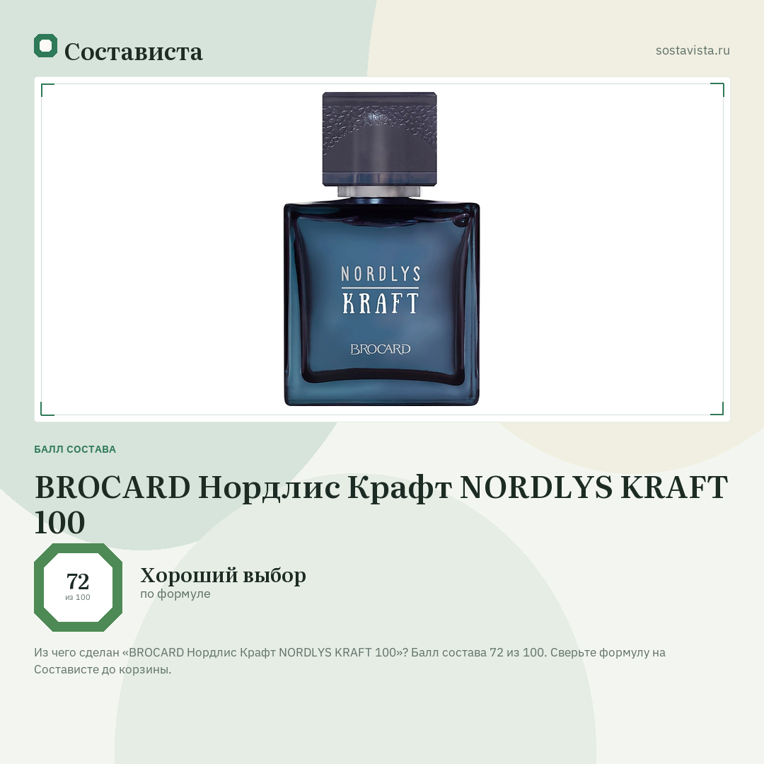 BROCARD Нордлис Крафт NORDLYS KRAFT 100: балл состава 72 из 100 — Состависта