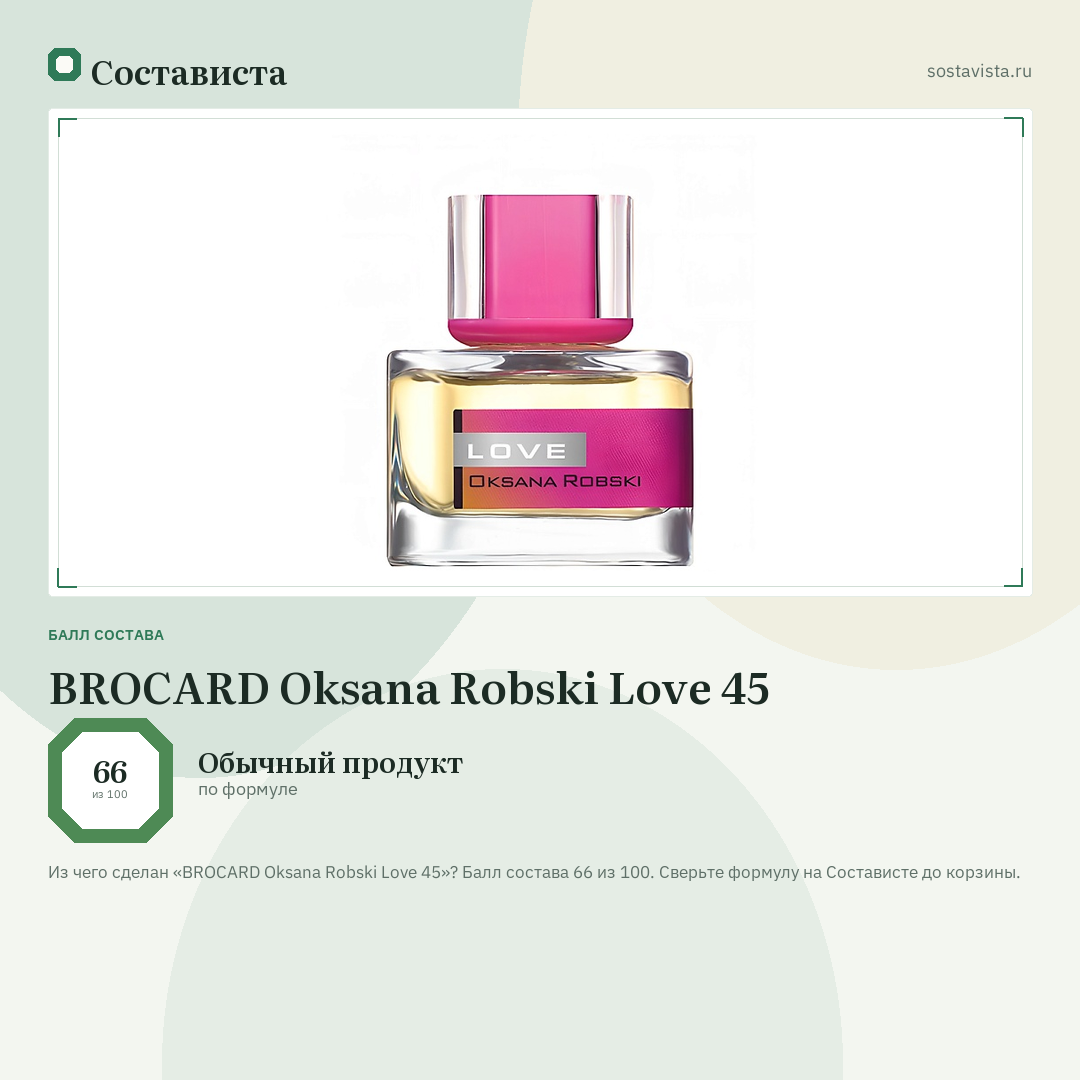 BROCARD Oksana Robski Love 45: балл состава 66 из 100 — Состависта