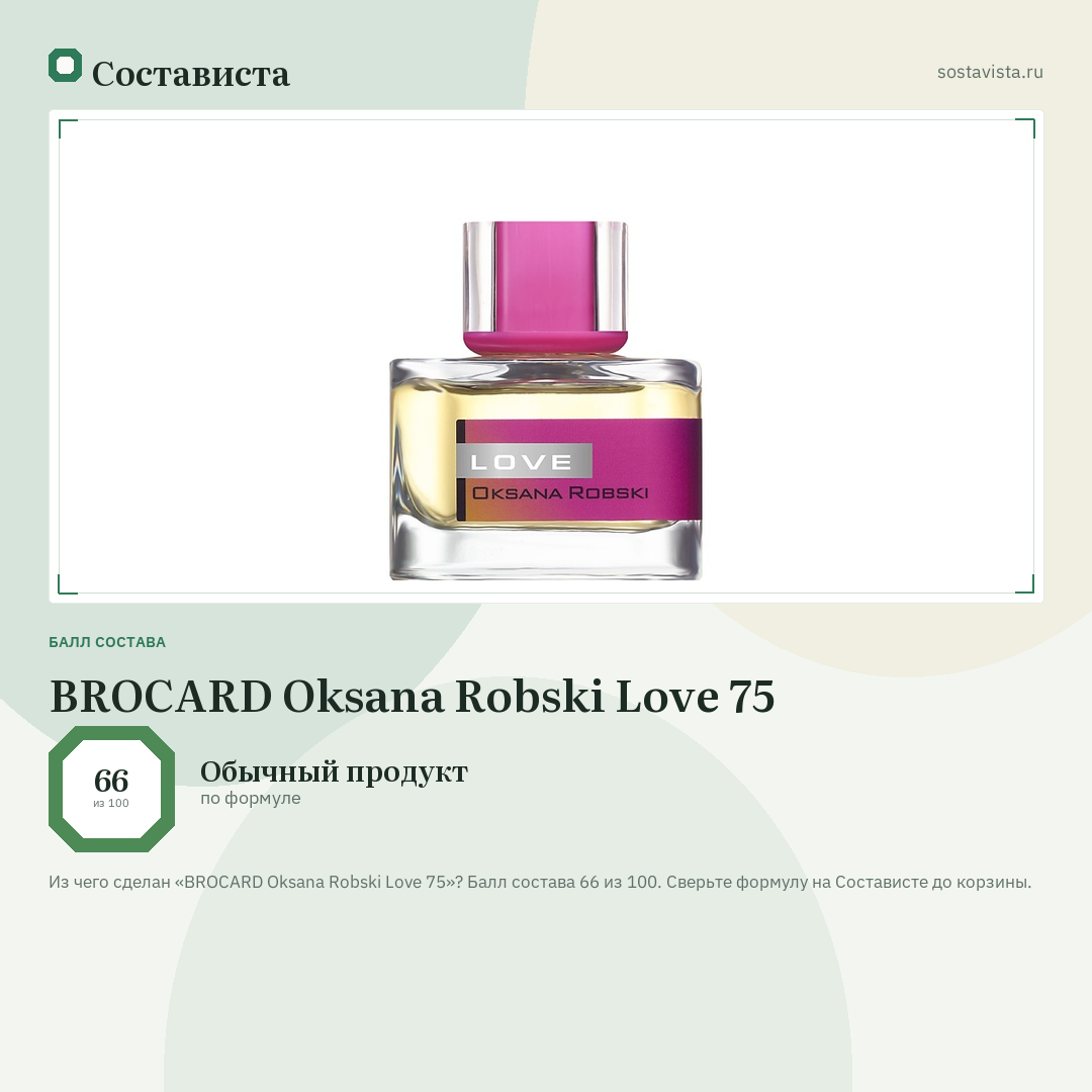 BROCARD Oksana Robski Love 75: балл состава 66 из 100 — Состависта