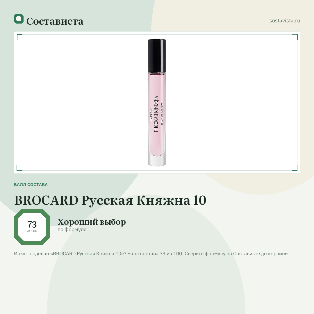 BROCARD Русская Княжна 10: балл состава 73 из 100 — Состависта