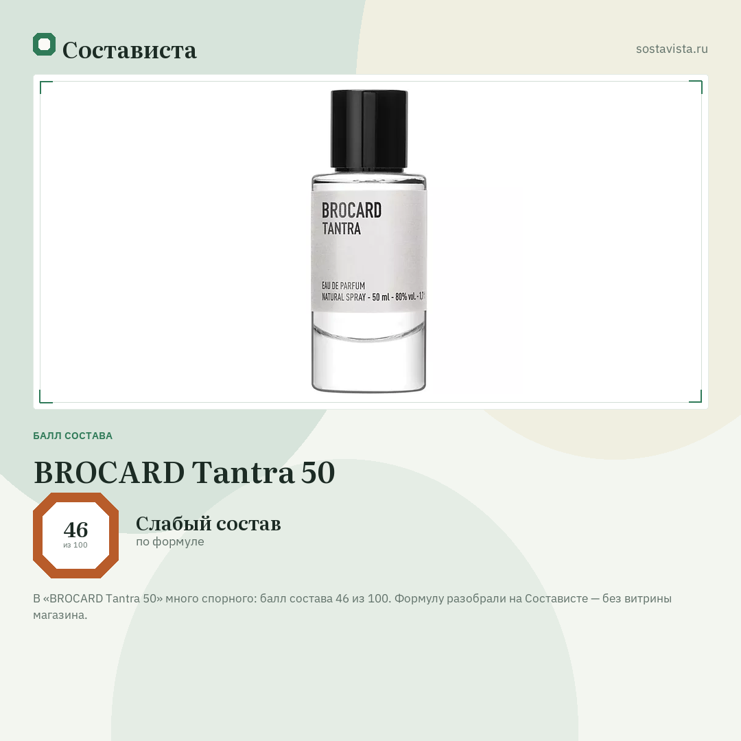 BROCARD Tantra 50: балл состава 46 из 100 — Состависта