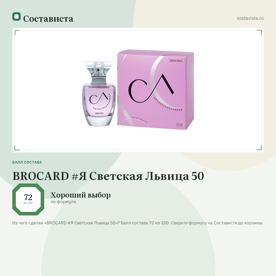 BROCARD #Я Светская Львица 50: балл состава 72 из 100 — Состависта