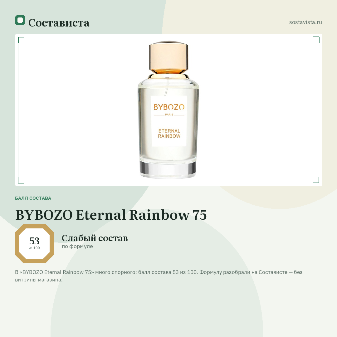 BYBOZO Eternal Rainbow 75: балл состава 53 из 100 — Состависта