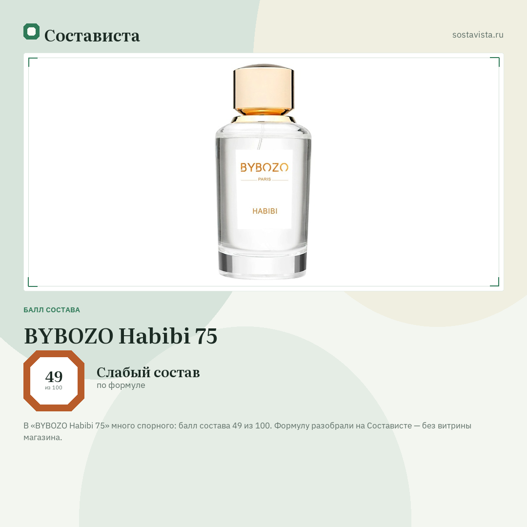 BYBOZO Habibi 75: балл состава 49 из 100 — Состависта