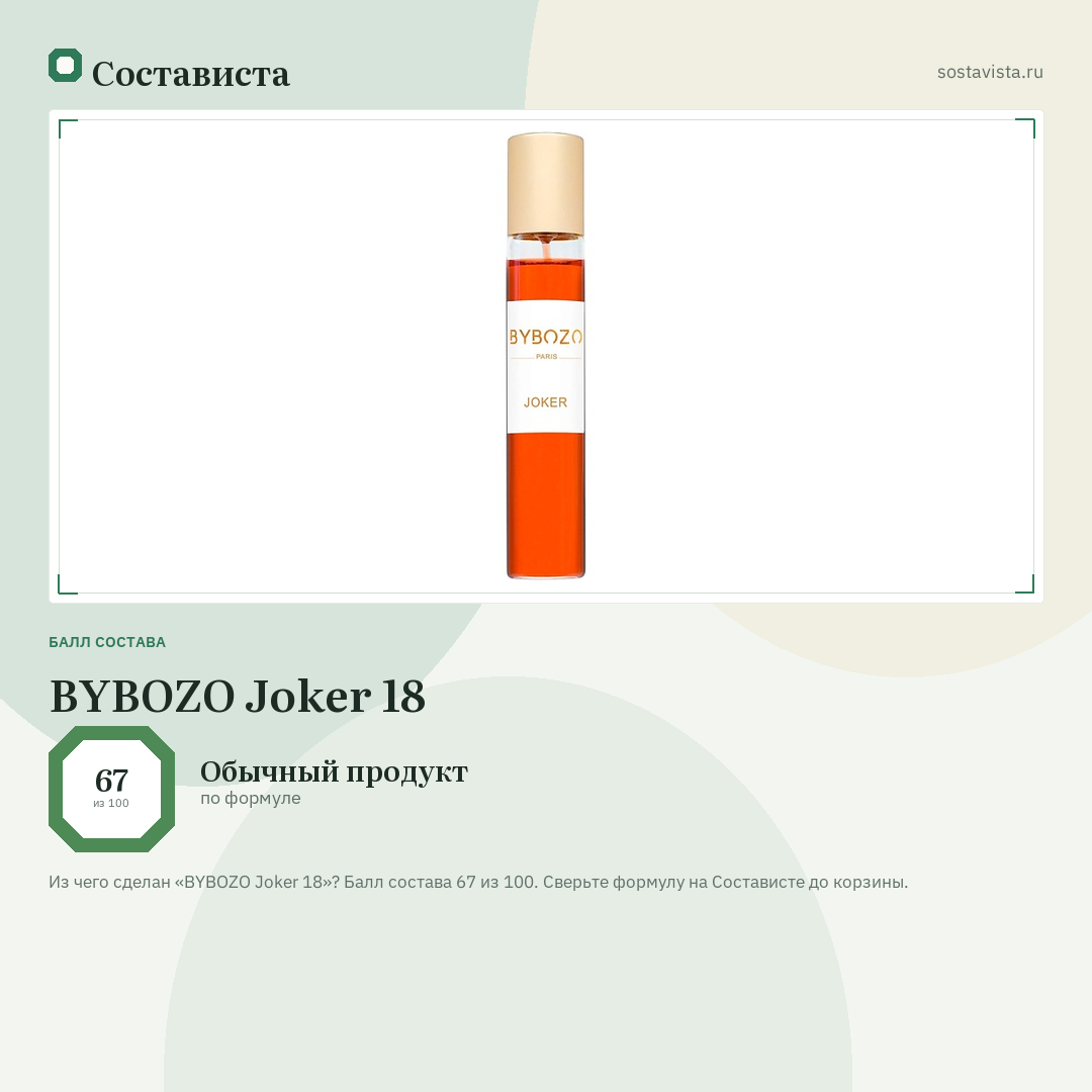 BYBOZO Joker 18: балл состава 67 из 100 — Состависта