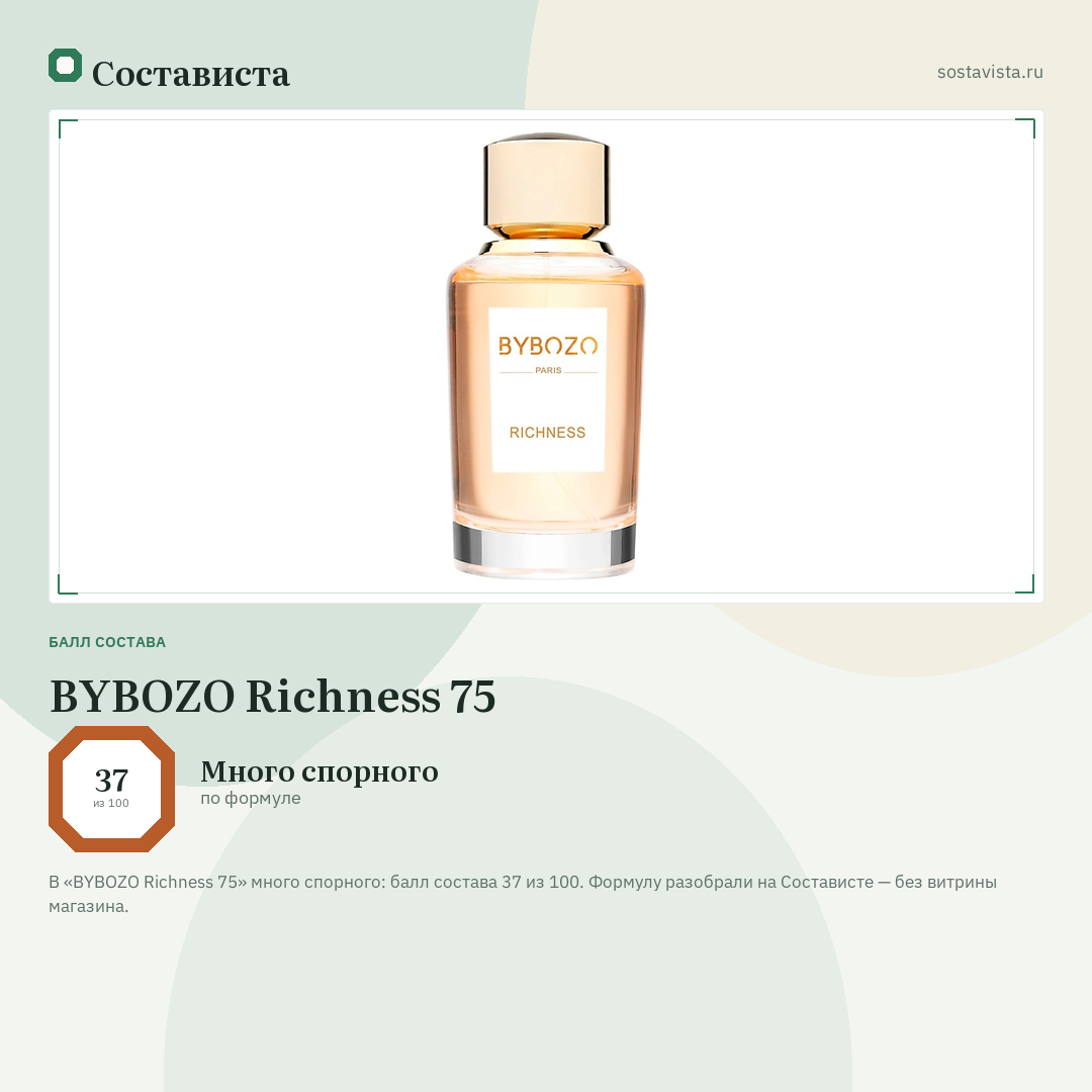 BYBOZO Richness 75: балл состава 37 из 100 — Состависта