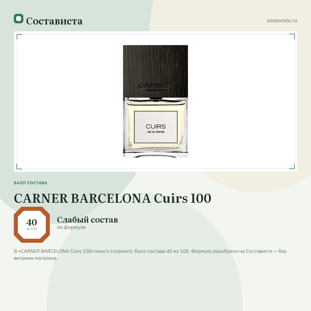 CARNER BARCELONA Cuirs 100: балл состава 40 из 100 — Состависта