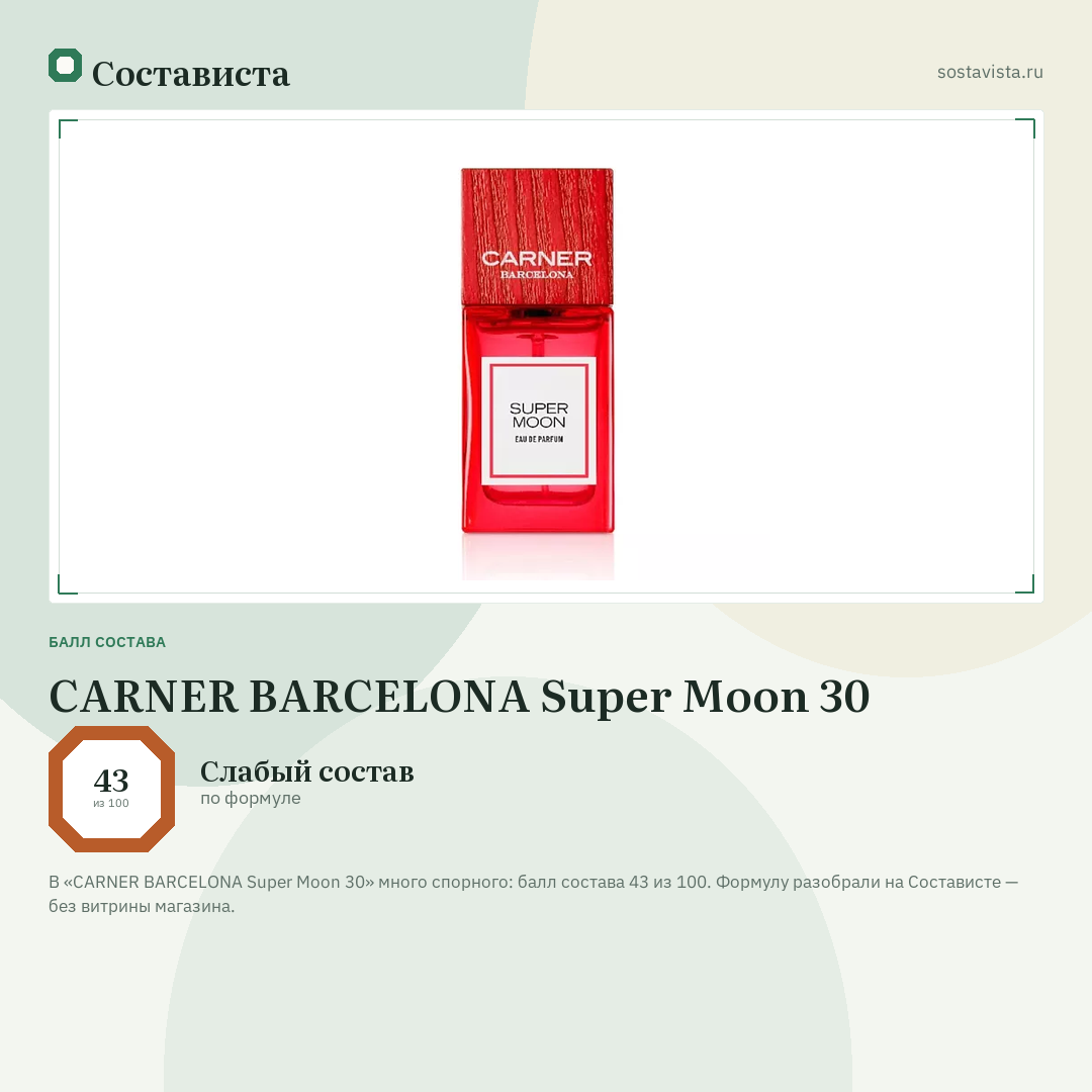 CARNER BARCELONA Super Moon 30: балл состава 43 из 100 — Состависта