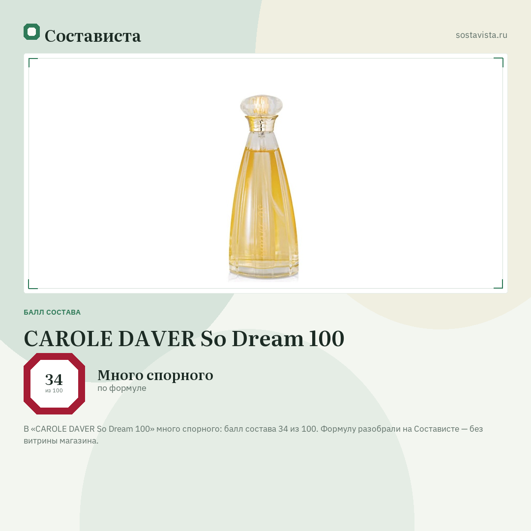 CAROLE DAVER So Dream 100: балл состава 34 из 100 — Состависта
