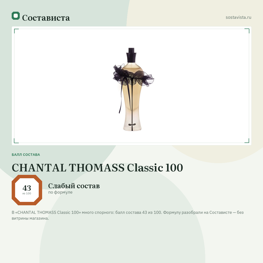 CHANTAL THOMASS Classic 100: балл состава 43 из 100 — Состависта