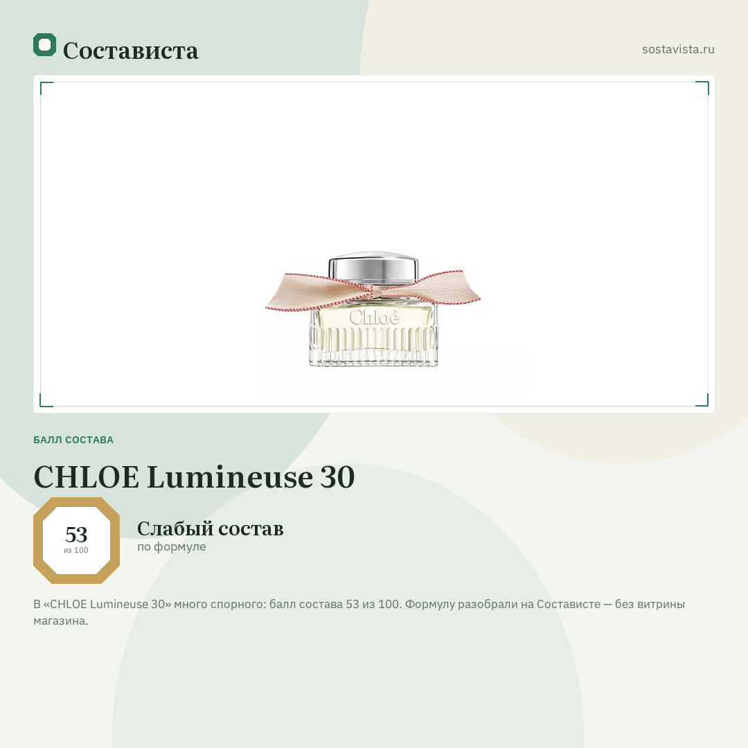 CHLOE Lumineuse 30: балл состава 53 из 100 — Состависта