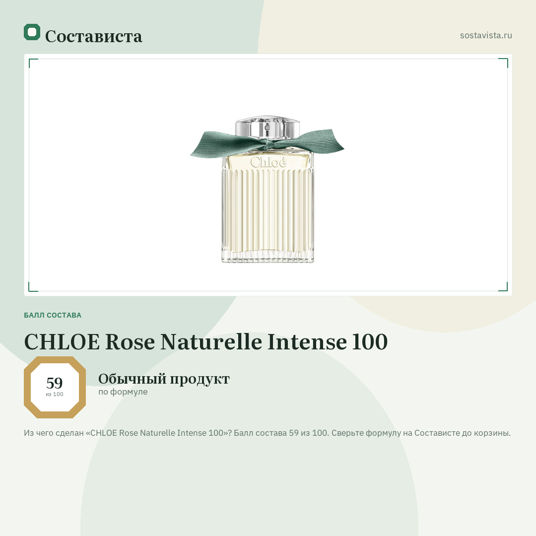 CHLOE Rose Naturelle Intense 100: балл состава 59 из 100 — Состависта