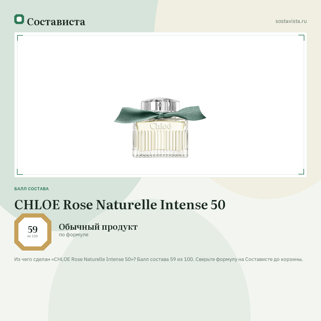 CHLOE Rose Naturelle Intense 50: балл состава 59 из 100 — Состависта