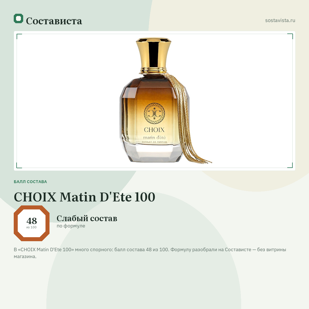CHOIX Matin D'Ete 100: балл состава 48 из 100 — Состависта