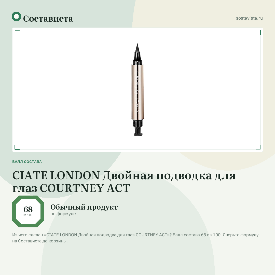 CIATE LONDON Двойная подводка для глаз COURTNEY ACT: балл состава 68 из 100 — Состависта
