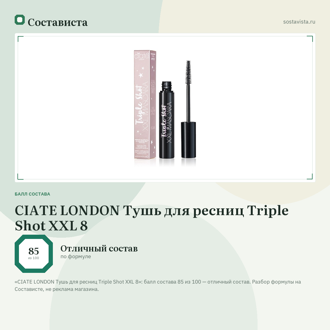 CIATE LONDON Тушь для ресниц Triple Shot XXL 8: балл состава 85 из 100 — Состависта