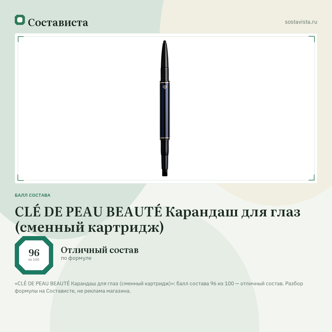 CLÉ DE PEAU BEAUTÉ Карандаш для глаз (сменный картридж): балл состава 96 из 100 — Состависта