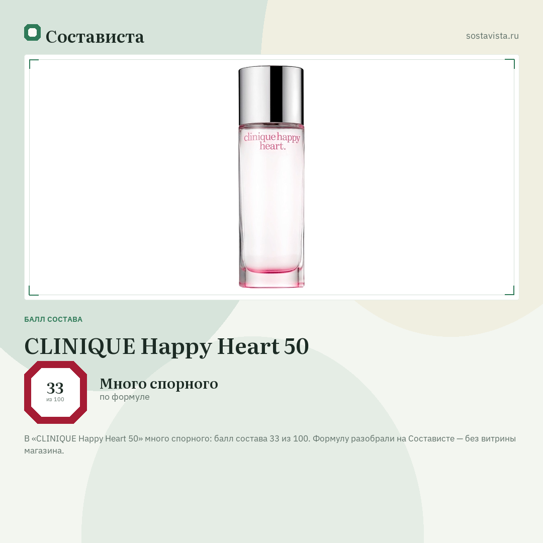 CLINIQUE Happy Heart 50: балл состава 33 из 100 — Состависта