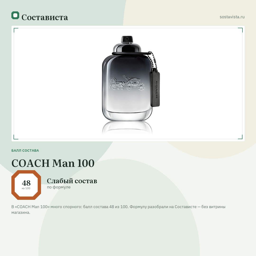 COACH Man 100: балл состава 48 из 100 — Состависта