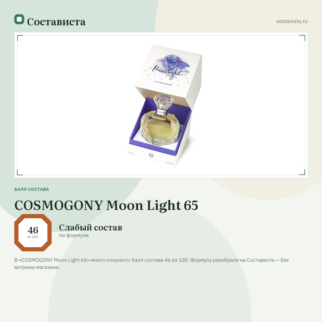 COSMOGONY Moon Light 65: балл состава 46 из 100 — Состависта