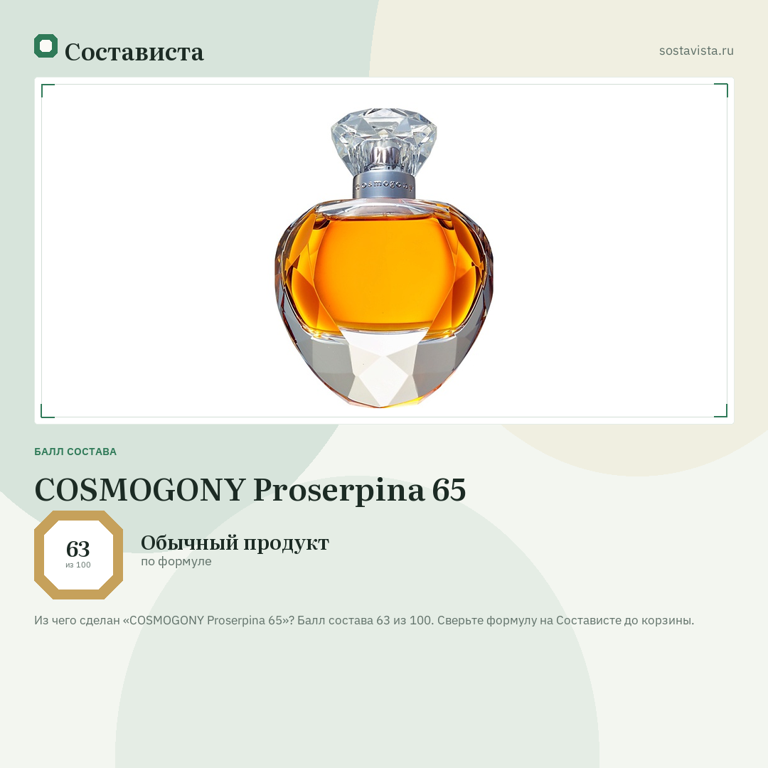 COSMOGONY Proserpina 65: балл состава 63 из 100 — Состависта