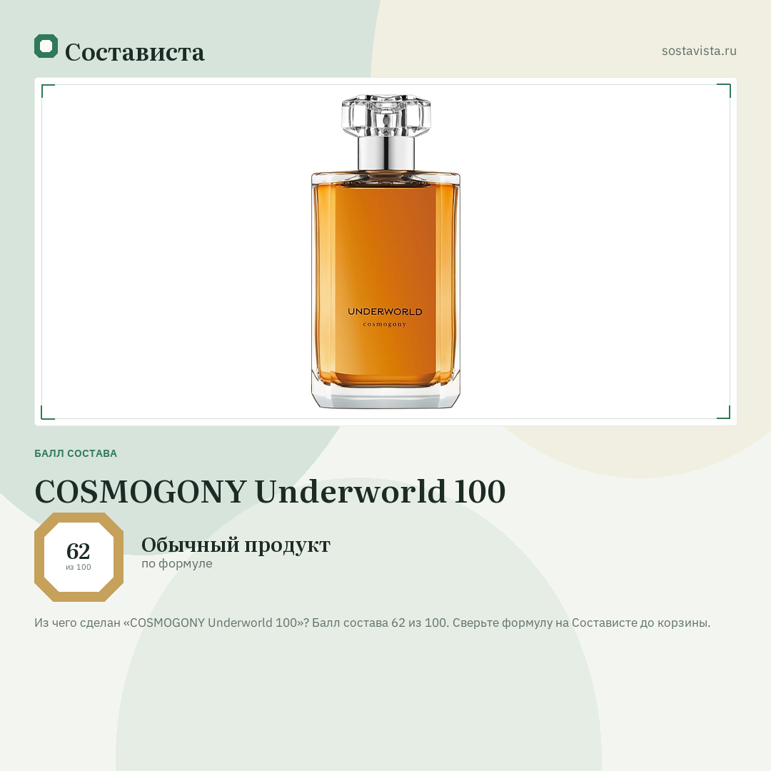 COSMOGONY Underworld 100: балл состава 62 из 100 — Состависта