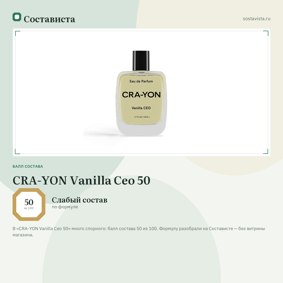 CRA-YON Vanilla Ceo 50: балл состава 50 из 100 — Состависта