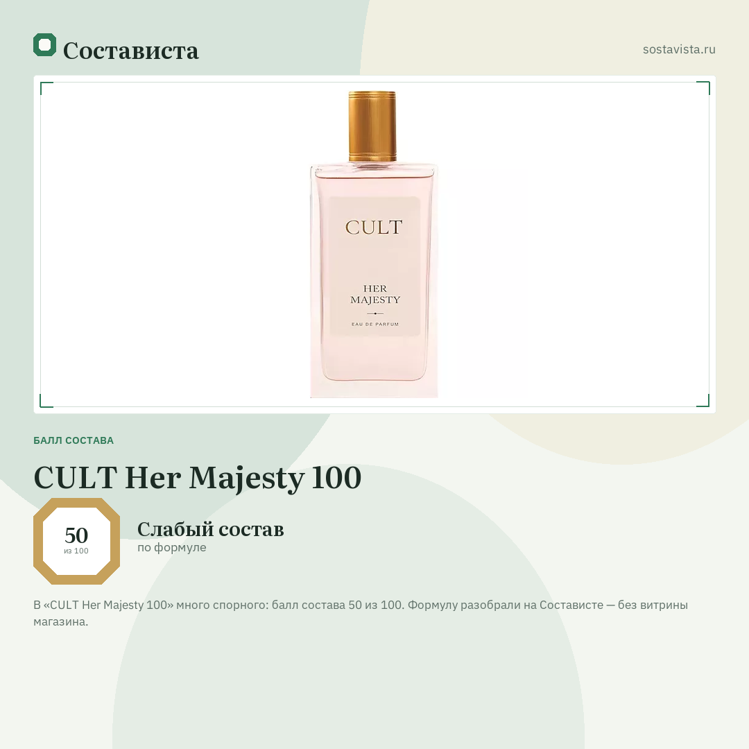 CULT Her Majesty 100: балл состава 50 из 100 — Состависта