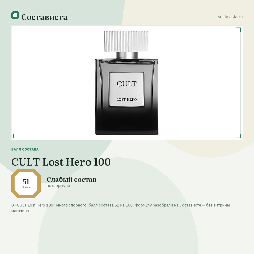 CULT Lost Hero 100: балл состава 51 из 100 — Состависта