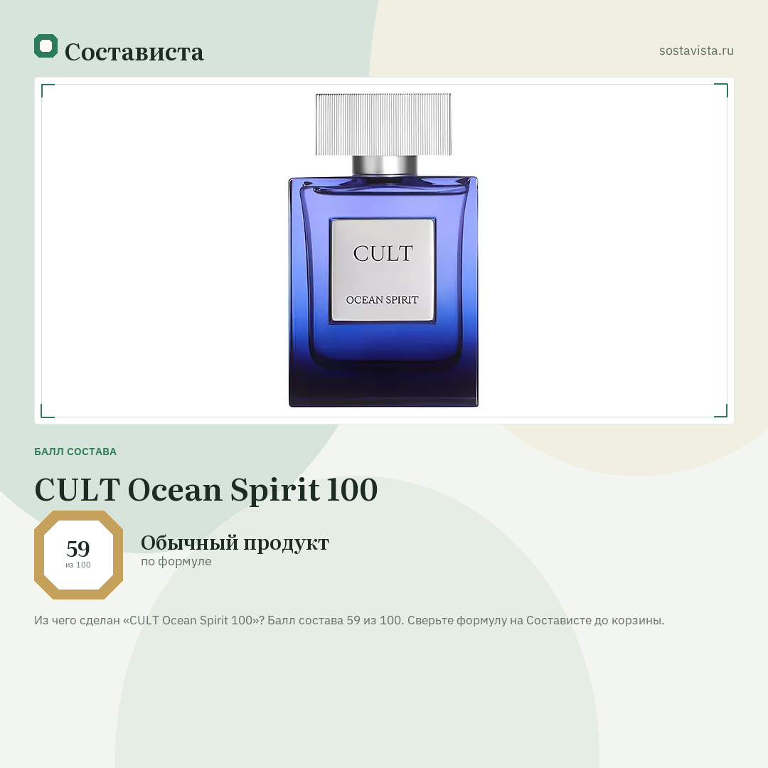 CULT Ocean Spirit 100: балл состава 59 из 100 — Состависта